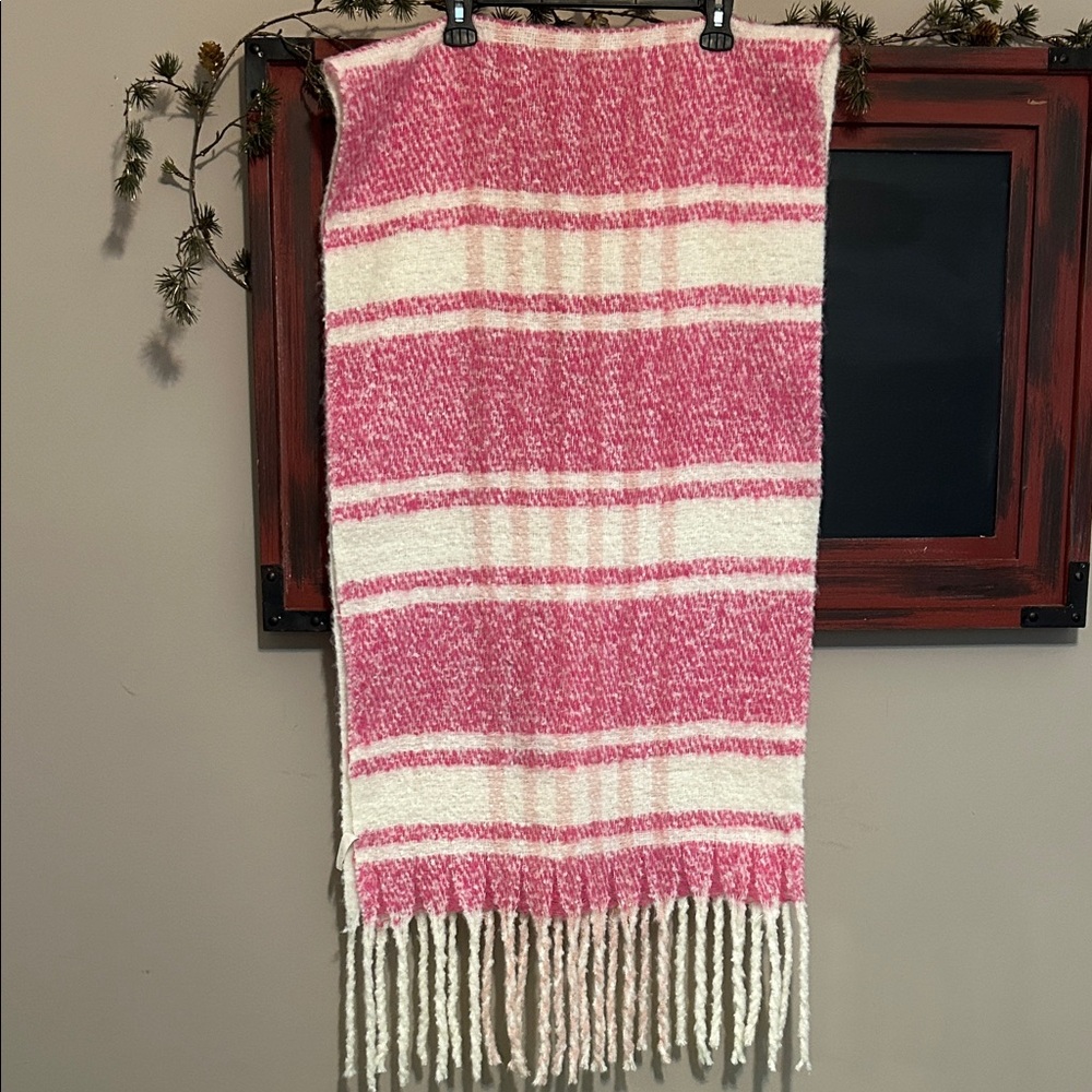 Free People Pink and Cream Striped Scarf
